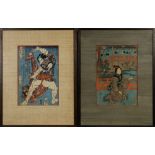 (lot of 2) Japanese woodblock prints: Ichiyusai Kuniyoshi (1797-1861) 'Tengan Isobe' from the '800