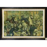 A. Smith (American, 20th century), Untitled (Protest and Riot Scene), circa 1939, oil on board,