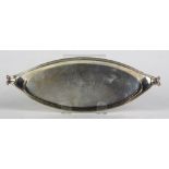 George III sterling snuffer tray 1788, London, Henry Chawner, having an oval form with scrolled end