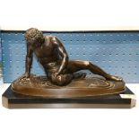 Continental School (19th century), Fallen Warrior, bronze sculpture, unsigned, overall (with