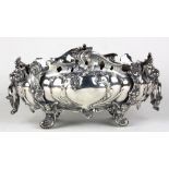French Rococo style silver-on copper table jardiniere, 19th century, retaining the original tin