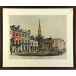 American School (19th Century) "Broadway N.Y," lithograph in colors, overall (with frame): 23"h x