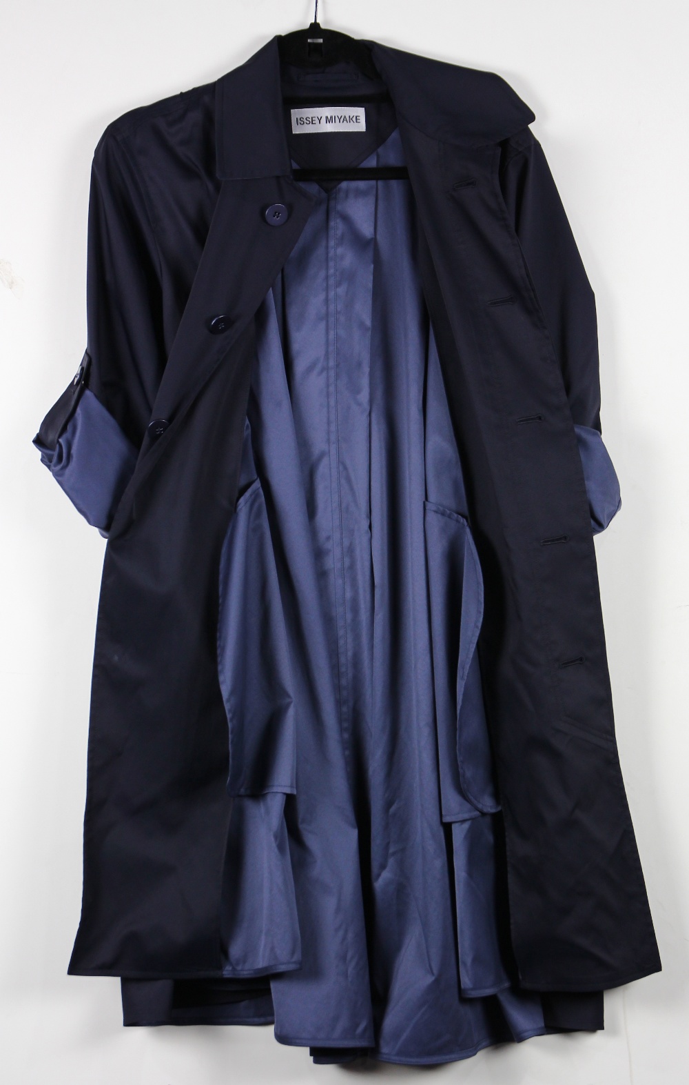 Issey Miyake navy blue trench coat - Image 2 of 4