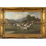 Giovanni Milone (Italian, 19th century), Sheep in a Pasture, oil on canvas, signed lower left,