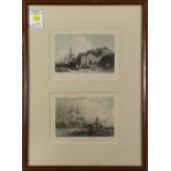 (lot of 3) Set of 6 Maritime Prints, engravings with hand-coloring, each with title lower center,