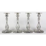 (lot of 4) Rococo-style sterling silver candlesticks, retailed by Marshall Field & Co., Chicago,