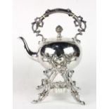 Aesthetic Movement silver plate teapot on stand,13"h x 8"w x 11"d