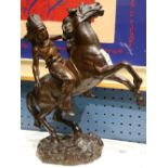 American School (20th century), Indian on Horseback, bronze sculpture, signed "Larried" lower