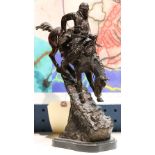 After Frederic Remington (American, 1861-1909), "Mountain Man," 1981, bronze sculpture, unsigned,