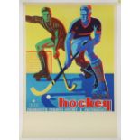 Italian School (20th century), Hockey, circa 1940, vintage lithographic poster in colors on linen