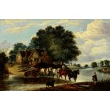 John Linnell (British, 1792-1882), "Ford on the Stour," oil on canvas, signed lower left, title