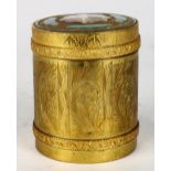 Italian gilt metal canister with portrait, the lid bears a portrait of a lady surrounded by inlaid