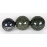 (lot of 3) Decorative natural stone spheres, approx 4.5"dia.