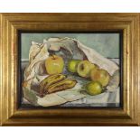 Still Life with Apples, Lemons and Bananas, oil on canvas board, signed "Max Fitzpatrick" upper