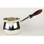 Sterling warming pan, London 1806 by John Eames, having a wooden handle, of compressed pear form,