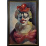 Julian Ritter (American, 1909-2000), Smiling Clown in Large Bowtie, oil on board, signed lower