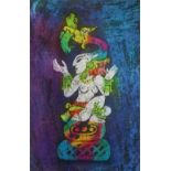 Untitled (Aztec Figure), silkscreen in colors, unsigned, 20th century, overall (unframed): 39.5"h