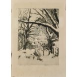 "Winter," 1934, etching, signed "Huddle" lower right, titled and dated lower left, overall (sheet/