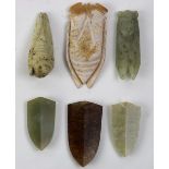 (lot of 6) Chinese hardstone carvings of cicada, of various styles and colors, 2.5"h