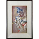 Julian Ritter (American, 1909-2000), Clown with Flute, oil on board, signed lower right, overall (