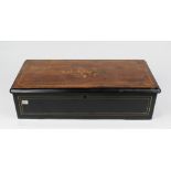 Victorian rosewood box, the hinged lid with inlay floral sprays and ebonized case, formerly a