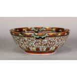 Japanese Kutani deep bowl, Meiji period, interior and exterior depicting '500 Arhats', base