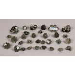 (lot of 43) Group of Chinese silver buttons, featuring various motifs including flowers, zoomorphs