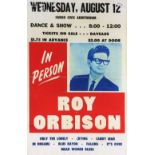 Roy Orbison Fargo Civic Auditorium Concert Poster, original printed in 1964, this is a later