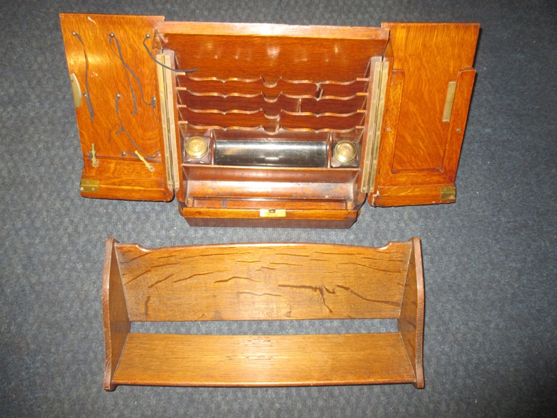An Edwardian stationary box and a book trough