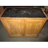 A 19th century pine kitchen cabinet with original slate top