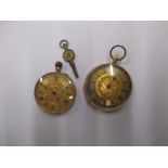 2 yellow metal cased pocket watches one marked 9k the other 18k