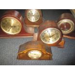 5 vintage wood cased mantle clocks