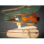 An antique violin and case, the label reading Johann Ulrich Fichtl of Mittenwald and is dated