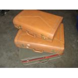 2 vintage pig skin suitcases and one other