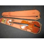 A vintage violin in hard case with bow, label reads Stainer, 92 St Martin Lane, London