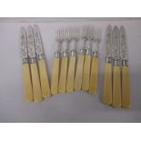 A set of 19th century silver fish knives and forks