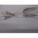 A pair of continental 800 grade silver fig tongs