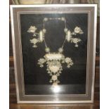 A box framed vintage white metal Arabic wedding necklace