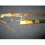 A British naval officers sword of Charles Bearcroft an officer of Nelsons fleet, with letter of