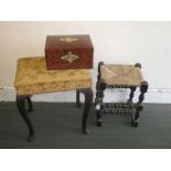 Two stools and an inlaid work box