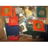 A quantity of vintage coins and medallions