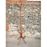 A bent wood hat and coat stand
