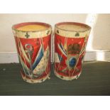 A pair of antique French military style storage drums
