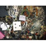 A very large quantity of costume jewellery necklaces and silver rings