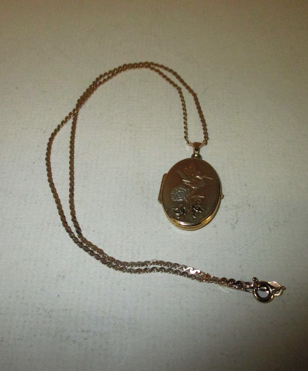 A 9ct gold locket and necklace