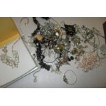 A large quantity of vintage costume jewellery