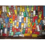 Over 100 vintage play worn die cast model vehicles