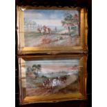 A pair of early 20th century gilt framed watercolours by L Cole