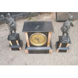 An Edwardian mantle clock & garniture