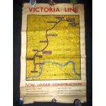 A rare London Underground poster showing Victoria Line under construction